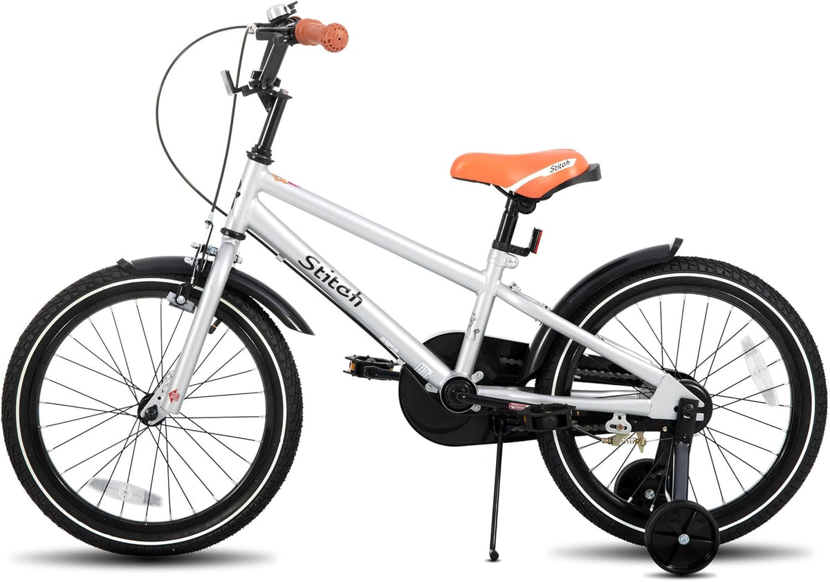 STITCH Vintage 20 inch kinderfiets voor jongens en meisjes van 9-11 jaar, met stabilisator en standaard, zilver