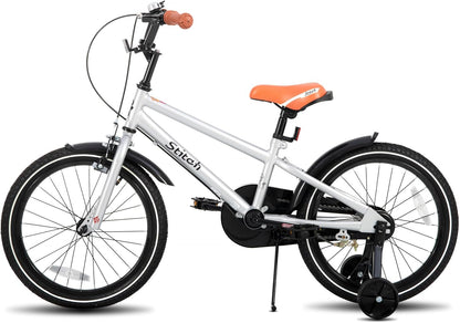 STITCH Vintage 20 inch kinderfiets voor jongens en meisjes van 9-11 jaar, met stabilisator en standaard, zilver