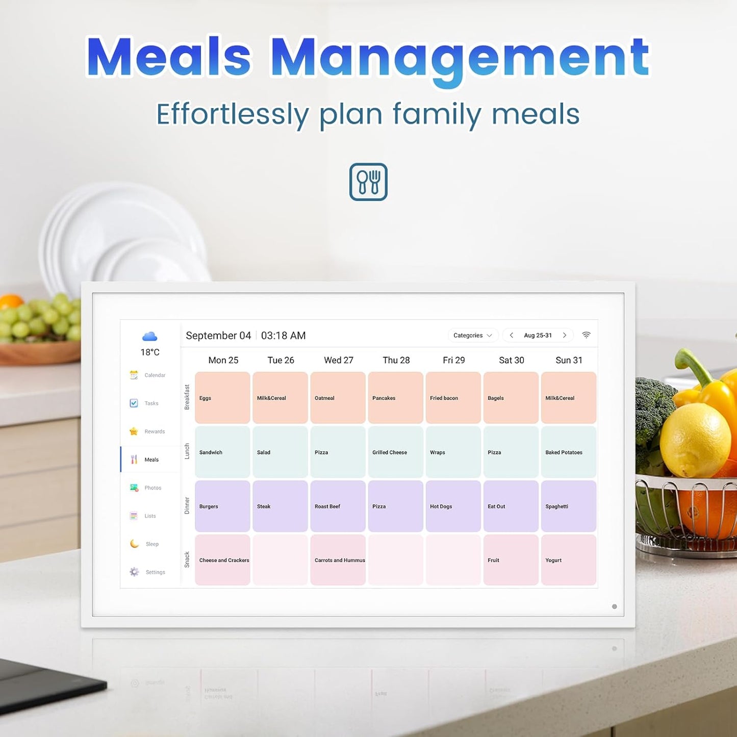 Digital Calendar, 15.6 Inch Smart Calendar & Chore Chart, 1920x1080 IPS Touchscreen Display for Family Schedule, Sync Schedules & Share Moments via App from Anywhere - Wall Mounted & Tabletop