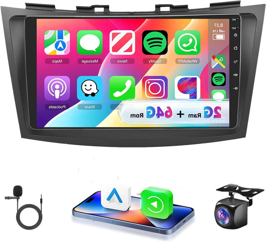 Car Radio 2G+64G Android 15 for Suzuki Swift 2011-2017 Suzuki Ertiga 2012-2017, 9 Inch HD 2.5D Touch Screen Car Radio with Wireless Carplay Android Car GPS Wi-Fi USB Bluetooth FM RDS Camera - QUORE