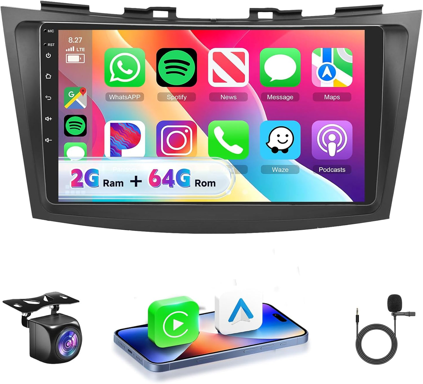 Autoradio – Auto Radio – Car Stereo – Multimedia Speler – Android 15 – 9 Inch HD 2,5D Touchscreen – Draadloze CarPlay & Android Auto