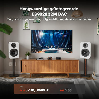 Fosi Audio GR40 Buizen Voorversterker met DAC, Hoofdtelefoonversterker 3,5 mm voor Actieve Luidsprekers/Koptelefoons, Digitaal naar Analoog Audioconverter voorversterker met Bluetooth en USB/OPT/COAX