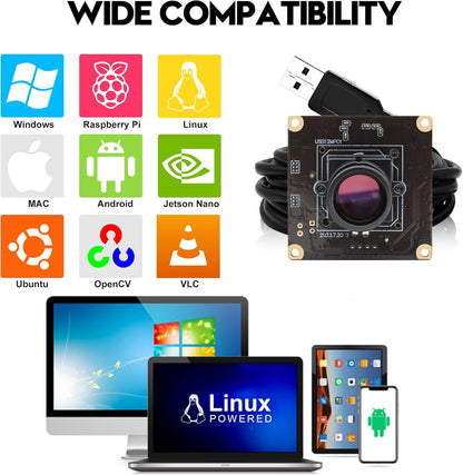 SVPRO 1080P 120fps Hoge Snelheid Camera Module 12MP 4K 30fps Industriële Video Camera met M12 Lens 25mm Brandpuntsafstand Smalle Hoek UVC Beveiliging Monitoring Camera voor PC Laptop Raspberry Pi