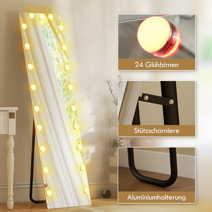 XL Spiegel – Staande Spiegel – Randloze Spiegel – Volledige Lengte Spiegel – Hollywood Spiegel – RGB LED Verlichting – Gehard Glas 150x40 cm