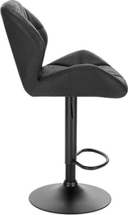 Barkruk Comfy Zwart - Met rugleuning - Stevig- Kunstleer - Set van 1 - Keuken - Barstoelen ergonomisch - Verstelbaar in hoogte - Zithoogte 60-82cm
