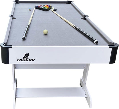Cougar Hustle Pool Table L Foldable in Various Colours - 5ft | Folding Billiard Table incl. Accessories - QUORE