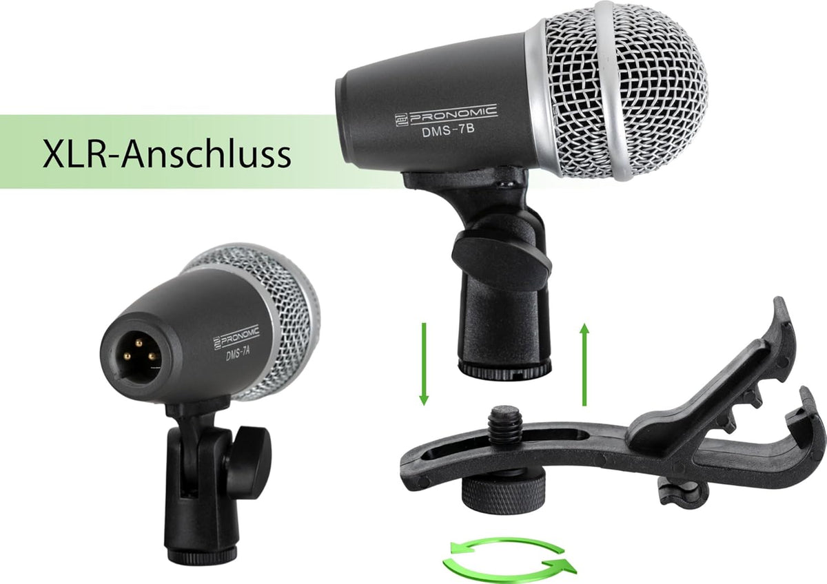 7-Delige Drum Microfoonset – Drum Microfoon Set – Drumset Microfoon – Opname Microfoonset – Percussie Microfoonset – Compacte Microfoons Voor Nauwkeurige Plaatsing – Inclusief Stevige Aluminium Koffer