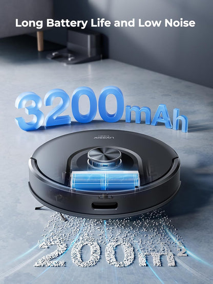 Laresar Clean Robotstofzuiger met dweilfunctie, 3-in-1, 5000 Pa stofzuigerrobot met lasernavigatie, 180 minuten max, ideaal voor dierenharen, tapijt, harde vloeren, app-bediening, 15 No-Go