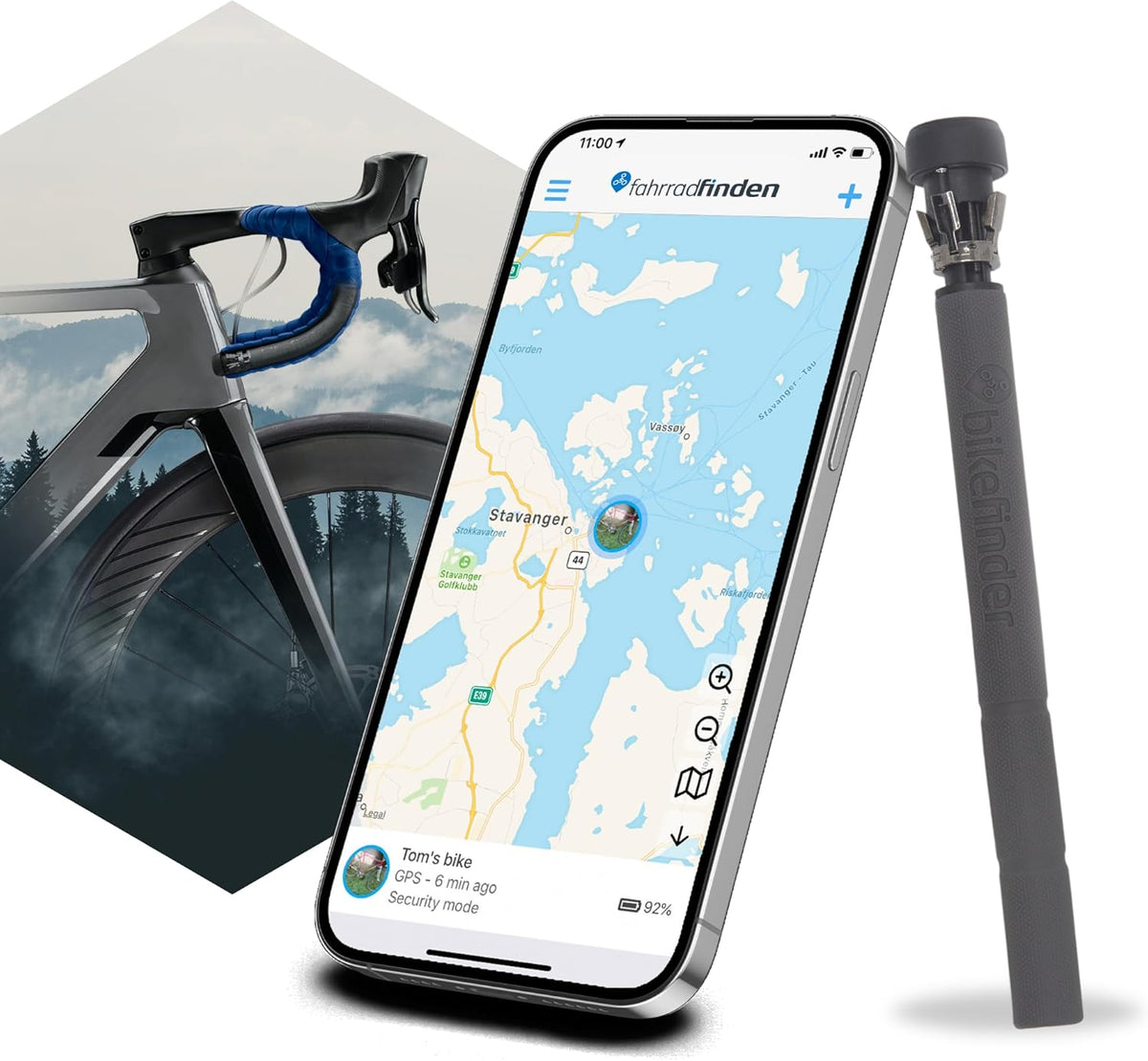 Van BikeFinder GPS-fietstracker, verborgen in het stuur, fietsdetectieapparaat, anti-diefstal, diefstalbeveiliging, simkaart inclusief ABO vereist