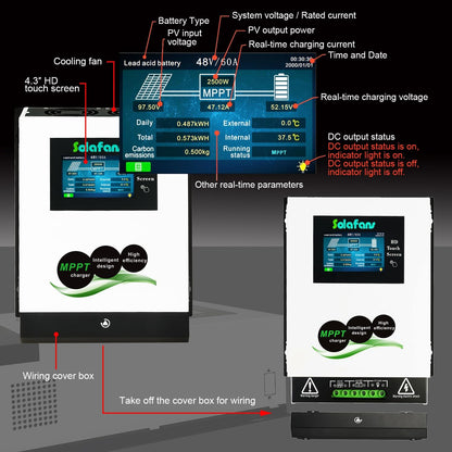 80A 90A MPPT Controller 4.3 inch HD Touchscreen PV DC150V 12V/24V/36V Dode Batterij Reactivatie Meertalig met Bluetooth (48V 80A RS485)
