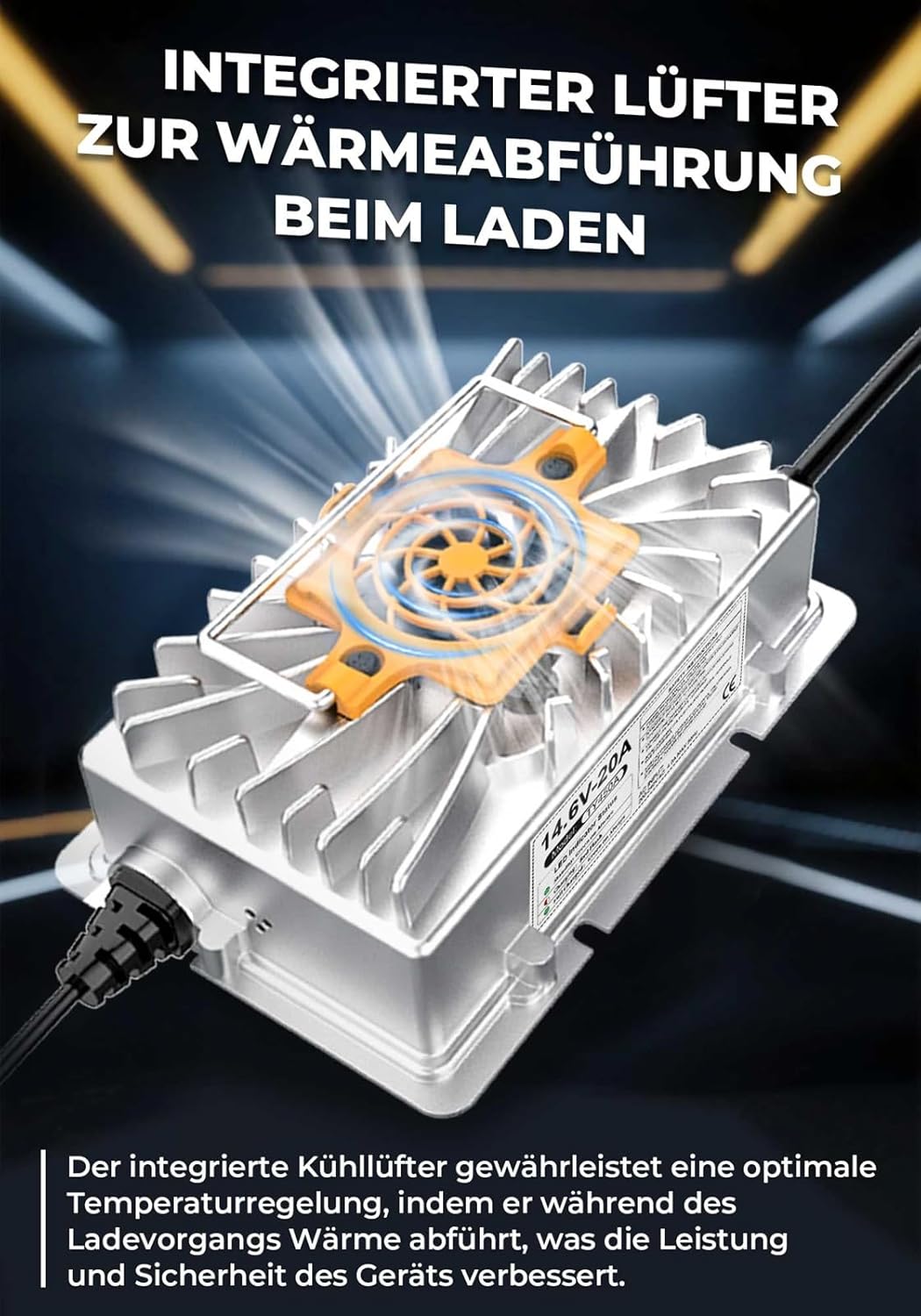 14.6V 20A LiFePO4 Lithiumbatterijlader Acculader voor 12V (12.8V) LiFePO4 Lithiumbatterijen, 12V Lithium-ijzerfosfaat-acculader voor Campers, Boten, Auto's, schepen en Zonne-energie
