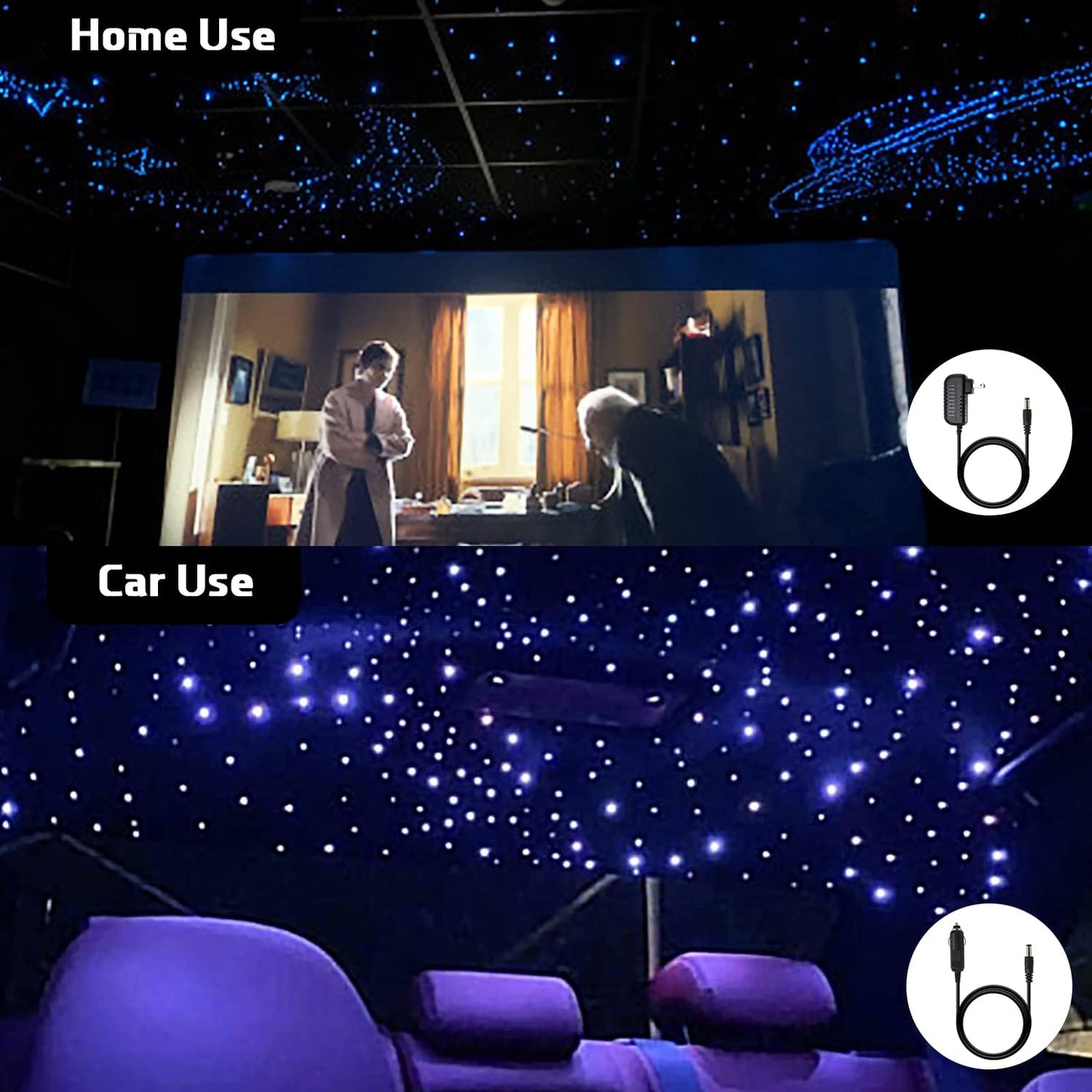 10 W Twinkle Fiber Optic Lights Kit met Mode Musique pour Star Plafondlamp Sky Light Car Home Gebruik RGBW Light Engine + 28 Key Remote Control + Fiber Optic Kabel 375 stuks 9.8ft/3m (0.03+0.04+0.06in)