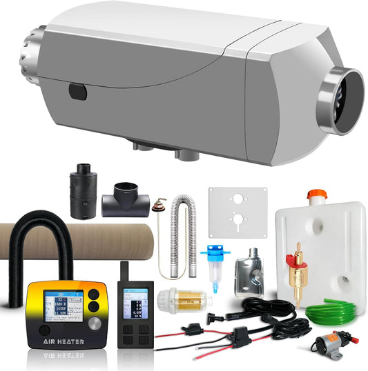 Dieselverwarming 24V 9 kW – Standverwarming Diesel – Autoverwarming Camper – Garage Verwarming – Vrachtwagen Kachel – Extra Grote Aluminium Behuizing – LCD-Display Met Afstandsbediening