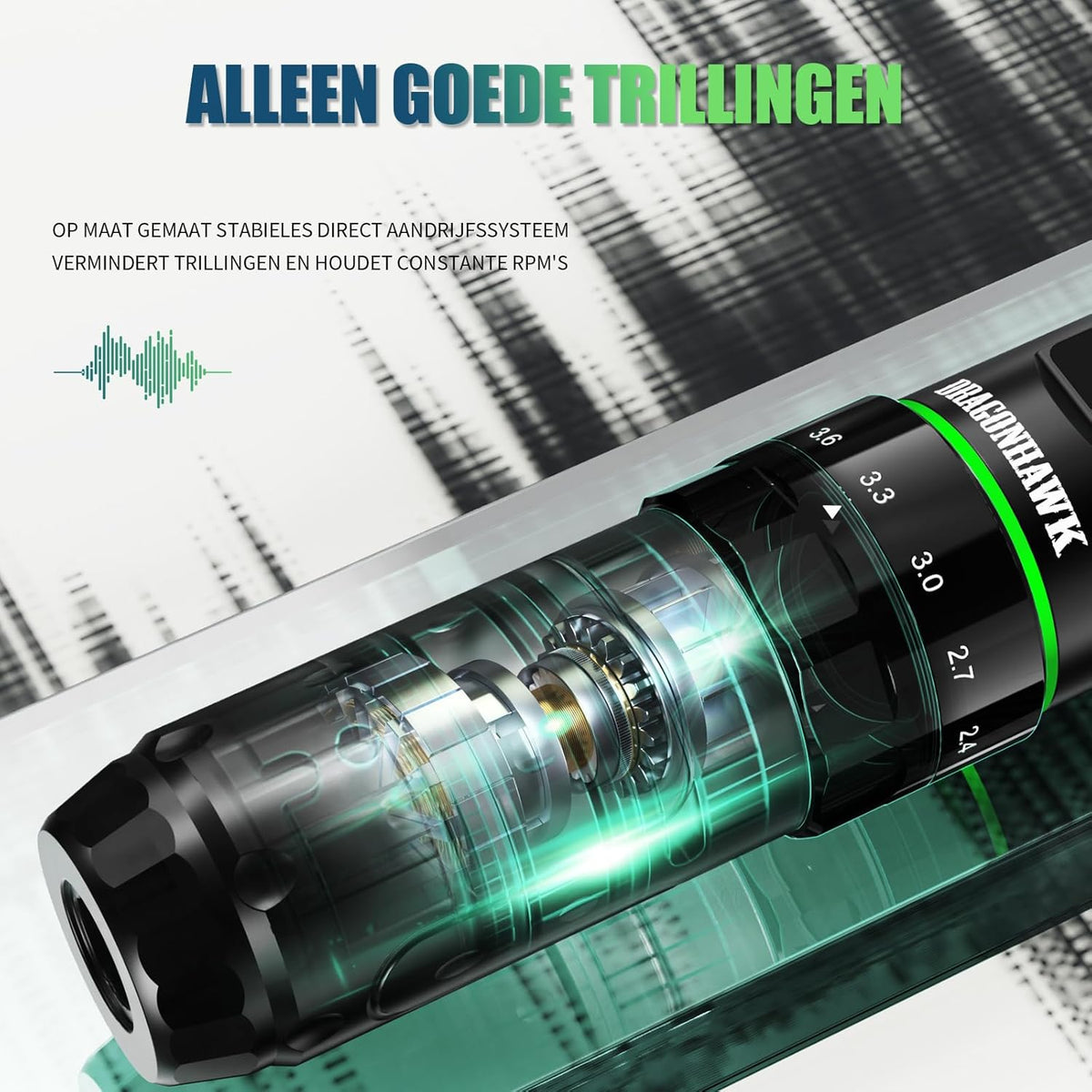 Dragonhawk L3 Snoer-/snoer-tattoo-pistool, roterende stiftmachine, 7 slagen lengte, krachtige Mcore-L-tattoomotor, smart display, 2 batterijen, stroomvoorziening, rode kleur