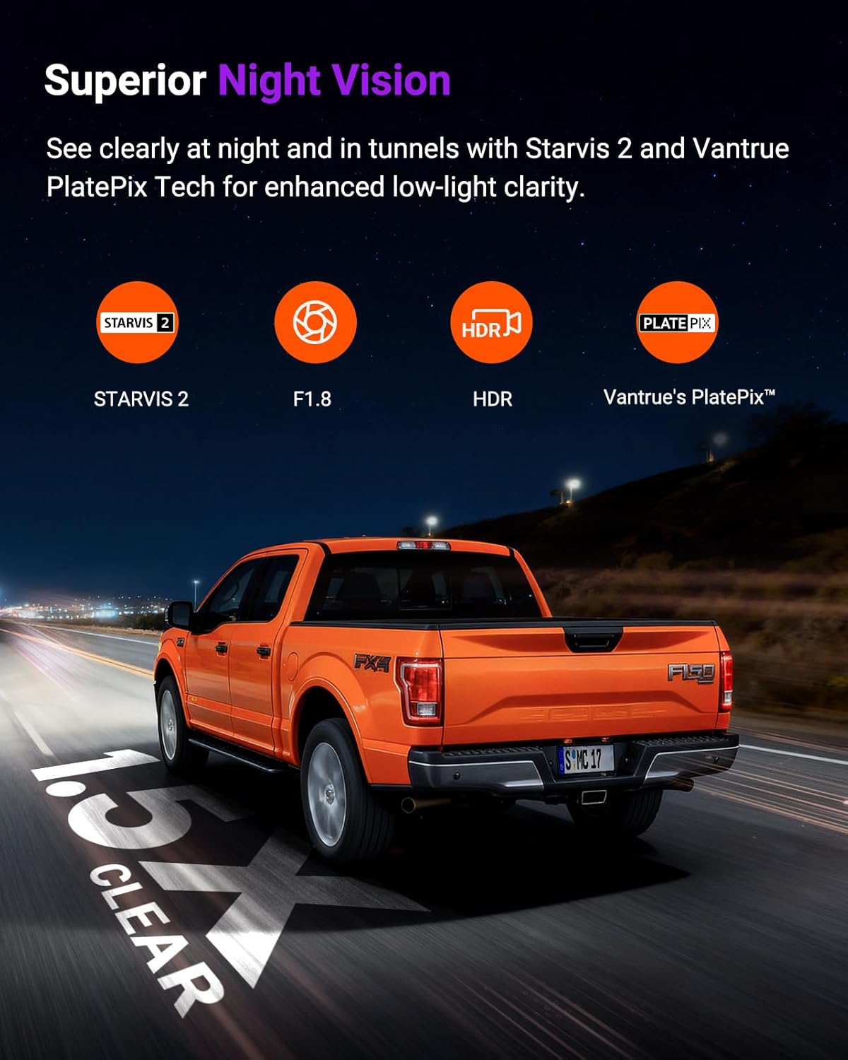 VANTRUE S1 Pro 1CH 2.5K 60FPS Verborgen Dashcam 5GHz WiFi ADAS, STARVIS 2 Platepix Nachtzicht, Dashcam Auto Front Spraakbesturing Dash Cam, GPS, 15 seconden Pre-opname Buffer Parking Mode, Max 1TB