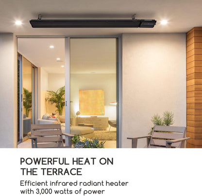 blumfeldt Cosmic Beam Plus Patio Heater, Infrared Heater, Dark Heater, IR Comfort Heat, Adjustable Temperature 5-45°C, Protection Class IP44, Shut-Off Timer, 3000W, Black - QUORE