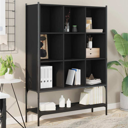 Boekenkast – Opbergkast – Boekenrek – Wandkast – Vakkenkast – Zwart – Hout – 102x30x141,5 cm – Stevig & Ruimtebesparend