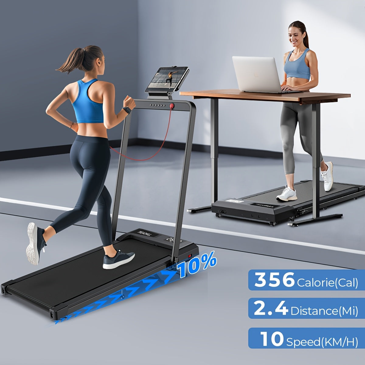 Smart Walking Pad With 10% Incline, Folding Treadmills For Home, Foldable With Handle Bar, 3.0HP Under Desk Treadmill, 3 Control Methods & 145kg Capacity, Kinomap/Zwift Compatible, Exercise Anytime, Best Gift, Christmas Gift,