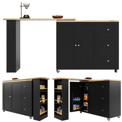 Black Standing Table with a 360-Degree Rotation, Measuring 135203 X 39 X 106 Cm, Equipped with Wheels And Three Shelves.