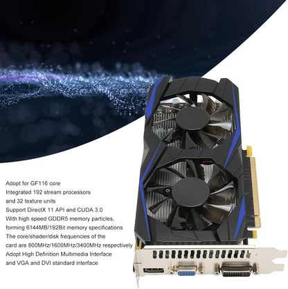 550Ti 6GB Gaming Grafische Kaart, 192BIT GDDR5 PC Videokaart met Dual Fans, HDMI VGA DVI Interface voor Desktop Computer Gaming GPU (GTX550Ti 6GB)