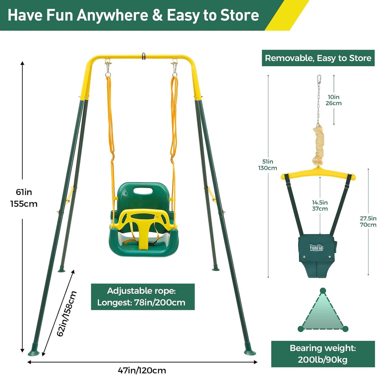 FUNLIO 2-in-1 schommelset voor jumper, groen