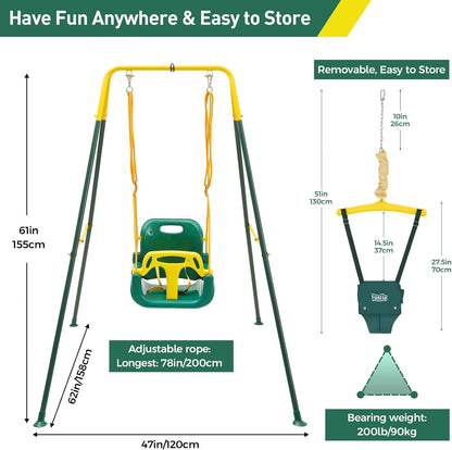 FUNLIO 2-in-1 schommelset voor jumper, groen