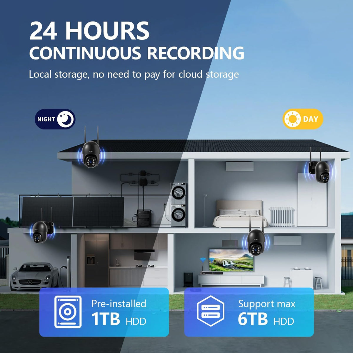 Bewakingscamera Systeem – Draadloze Beveiligingscamera – CCTV Camera Buiten – Wifi Camera Set – Outdoor Videobewaking – 16-Kanaals NVR – 4K 8MP Resolutie – 1TB Lokale Opslag