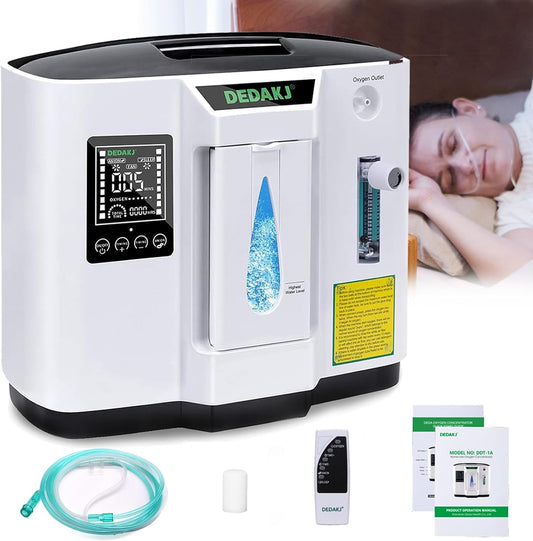 DEDAKJ Oxygen Concentrator 93% High Concentration, Oxygen Concentrate 1-7L/min Adjustable Flow, Oxygen Machine Suitable for Travel Home and Office Use - QUORE