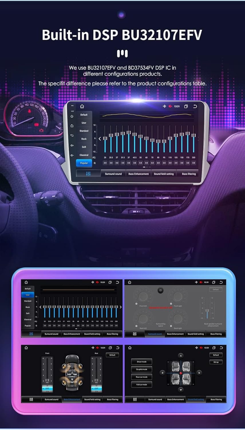 10 Inch Android 13 Autoradio – Multimedia Systeem – Touchscreen Stereo – Navigatie Radio – Draadloze CarPlay Android Auto – 8-Core Processor – 4G+32G Geheugen