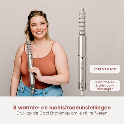 Airstyler En Haardroger – Föhnborstel – Krulborstel – Multistyler – Haarstyler – Champagne – 5 Stylingmogelijkheden – 2 Automatische Krullers
