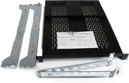StarTech.com 2U Geventileerde schuifplank voor rackmontage met kabelbeheerarm - Inbouwdiepte van 70 tot 80 cm - 22,7 kg draagkracht - Opbergvak voor rack-apparatuur - 60 cm Diepte (UNISLDSHF192)