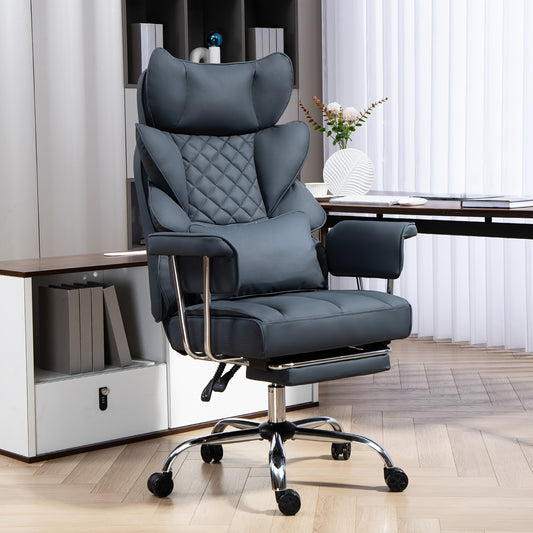 Ergonomische Bureaustoel – Gamestoel - Comfortabele Bureaustoel – Stevige Bureaustoel – Verstelbare Bureaustoel – Metalen Frame – Lendensteun - Zwart - QUORE