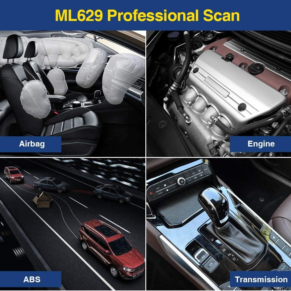 Autel ML629 MaxiLink OBD2 autoscanner met DTC-opzoekfunctie, kant-en-klare test, ABS SRS-motortransmissie diagnostische en online updatesoftware inbegrepen (verbeterde versie van ML619)