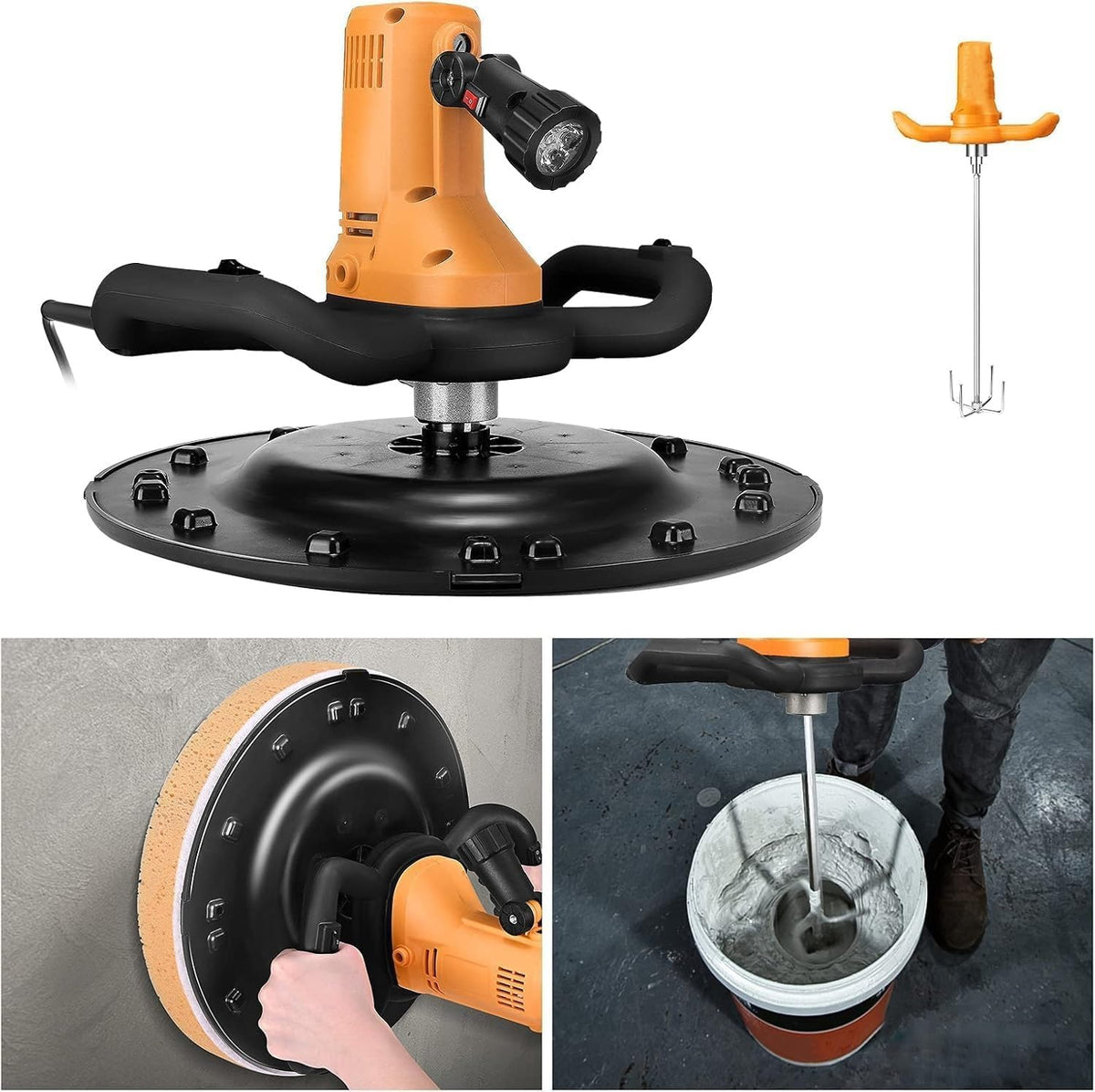 Wandgladmakingsmachine met mortelpalet van beton, 1700 W, instelbare snelheid, 80-200 omw/min, elektrische schep met betonmixer