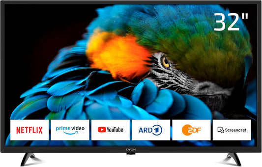 DYON Smart 32 XT 80 cm (32 inch) TV (HD Smart TV, HD Triple Tuner (DVB‐C/‐S2/‐T2), Prime Video, Netflix & HbbTV)