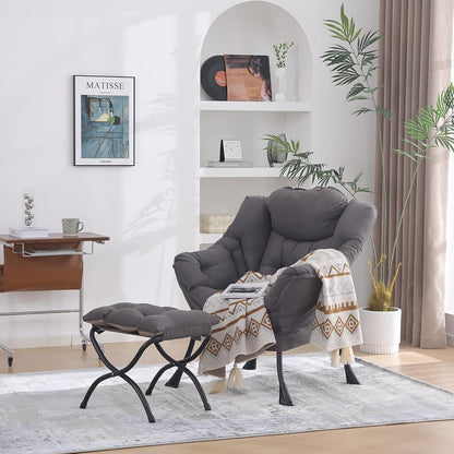 Comfortabele fauteuil met voetenbank, luie stoel met ottoman vrijetijdsaccentstoel, relaxfauteuil met armleuningen en zijvak voor woonkamer, slaapkamer en kleine ruimtes, fauteuil