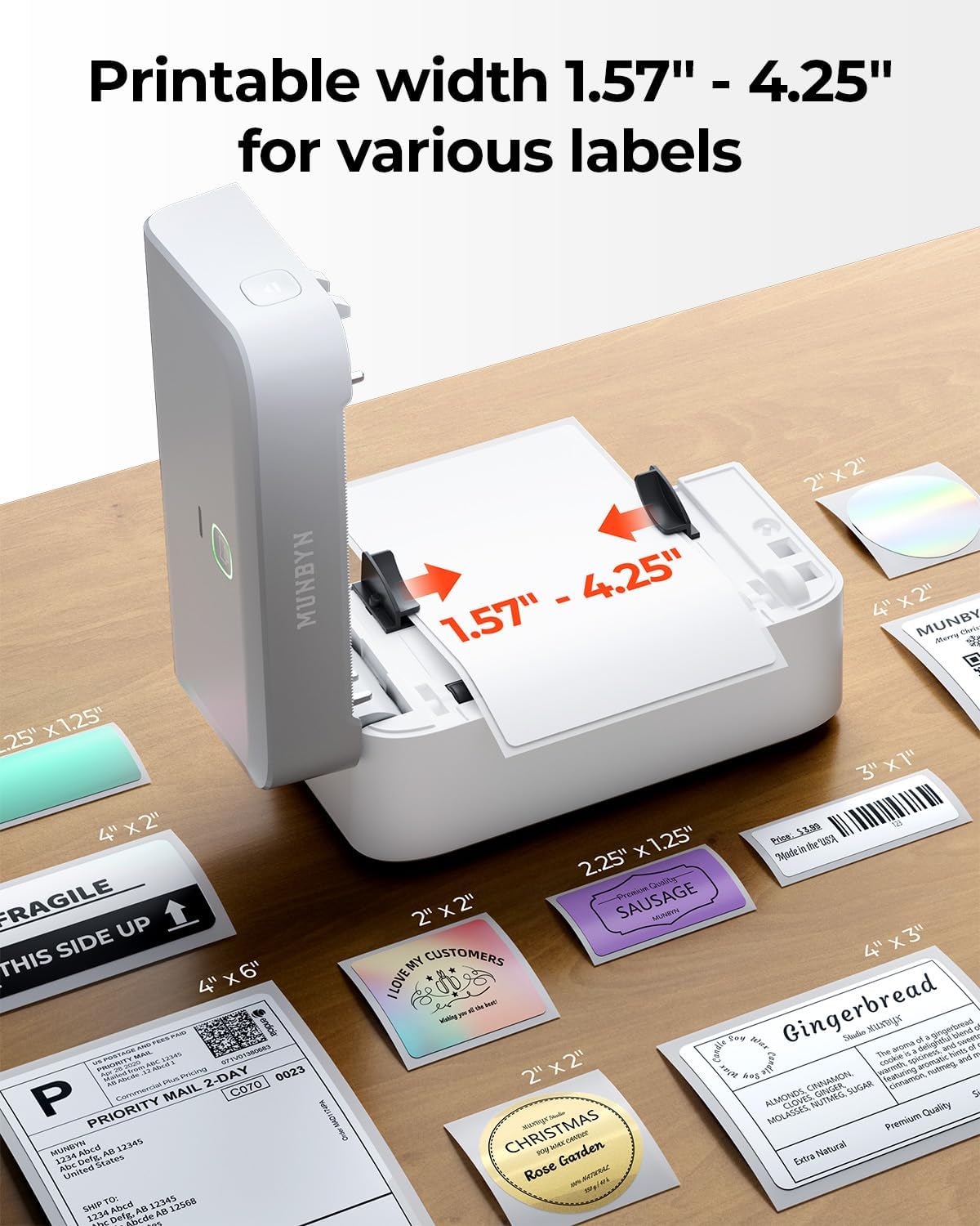 MUNBYN Bluetooth Label Printer DHL, Label Printer 4x6, Label Printer Thermal Printer for Shopify, Ebay, Etsy, Amazon, DHL, Evri, DPD, UPS, FedEx, 403B - QUORE