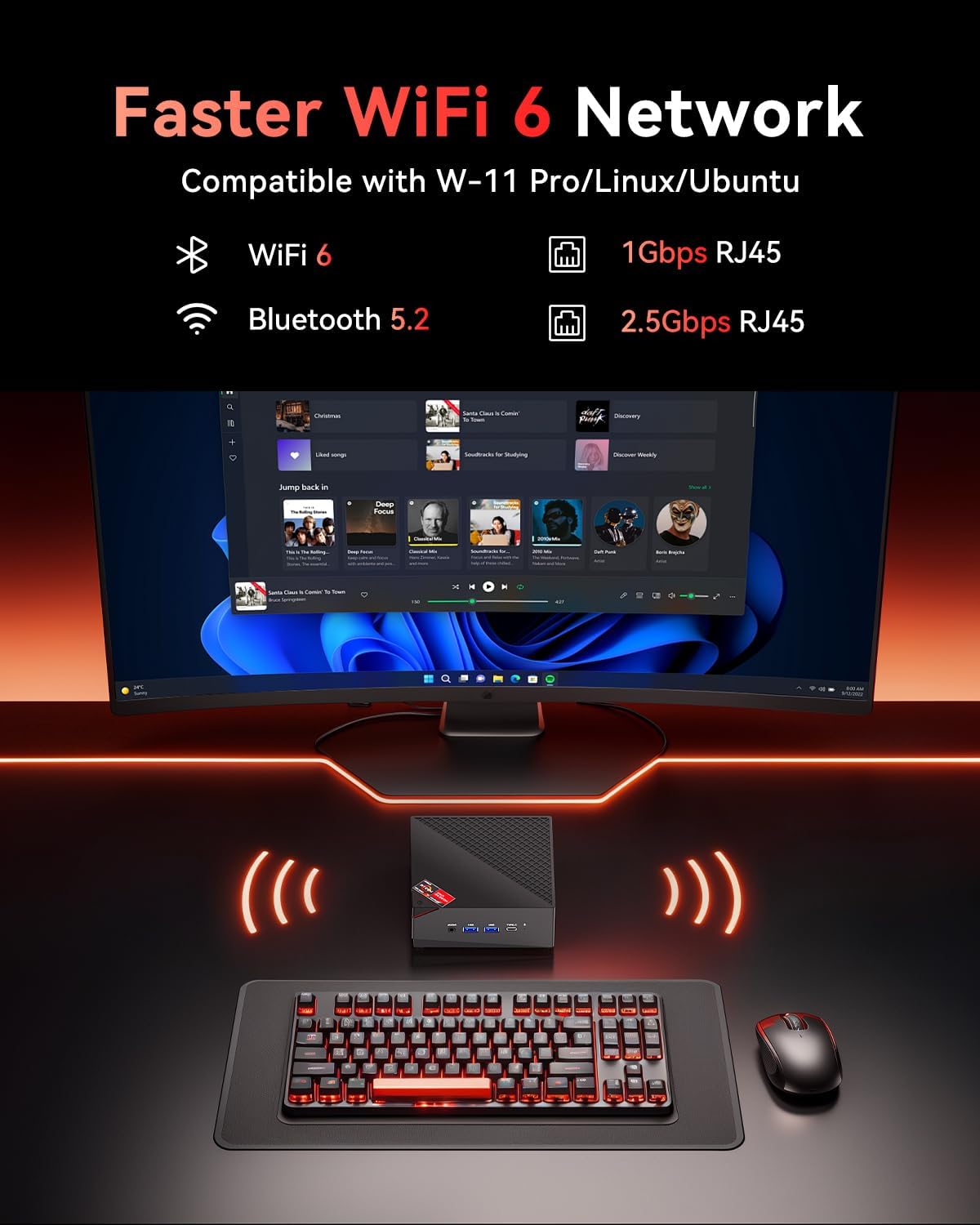 NiPoGi AM06 Pro Mini PC 32GB DDR4 RAM AΜD Ryzen 7 7730U (8C/16T, tot 4,50 GHz) 512GB M.2 SSD. Mini Desktop Computer met WiFi 6, Dubbele LAN, HDMI, DP, Type-C en drie 4K-schermen voor School/Kantoor