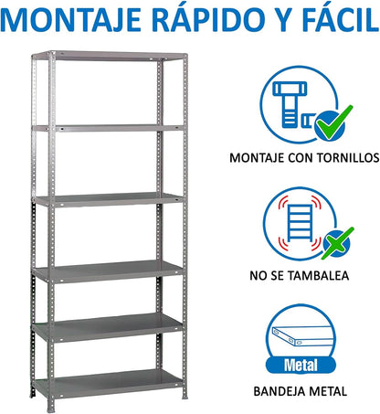 Simon Rack Stellingkast Metaal, 2000x1000x400 mm, Buigpunt 100, 6 Verstelbare Niveaus, Metalen Planken, Robuust Opslagrek voor Garage, Kelder en Werkplaats, Grijs – Simon Classic