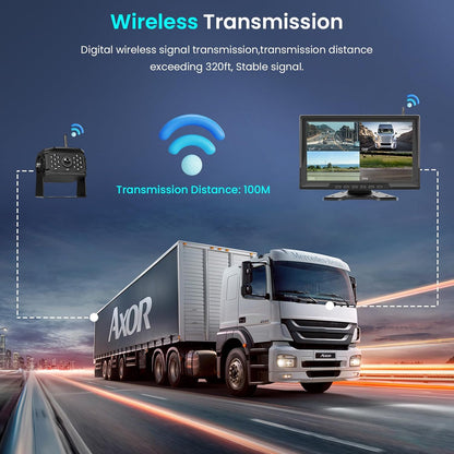 Hodozzy Draadloze digitale achteruitrijcamera, 4 camera's kit 10,1 inch IPS-scherm gesplitst scherm met opname nachtzicht achtercamera auto vrachtwagen/aanhangwagen/camper