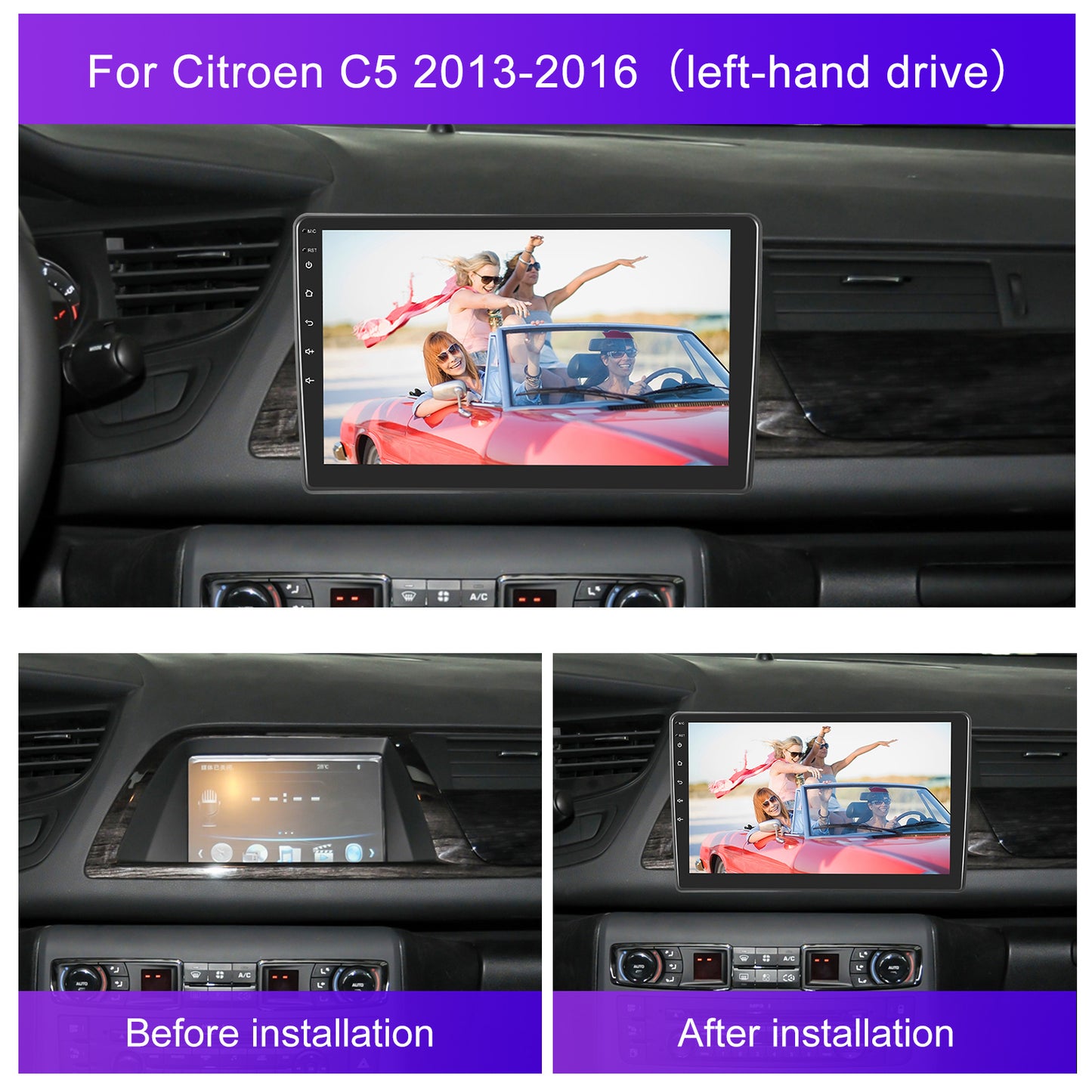 Android 15 Inch Double Din Auto Radio – Touchscreen Navigatie Systeem – Multimedia Speler – Bluetooth Autoradio – Achteruitrijcamera Met Microfoon – Draadloze Carplay & Android Auto – 2.5D Geharde Glazen Display