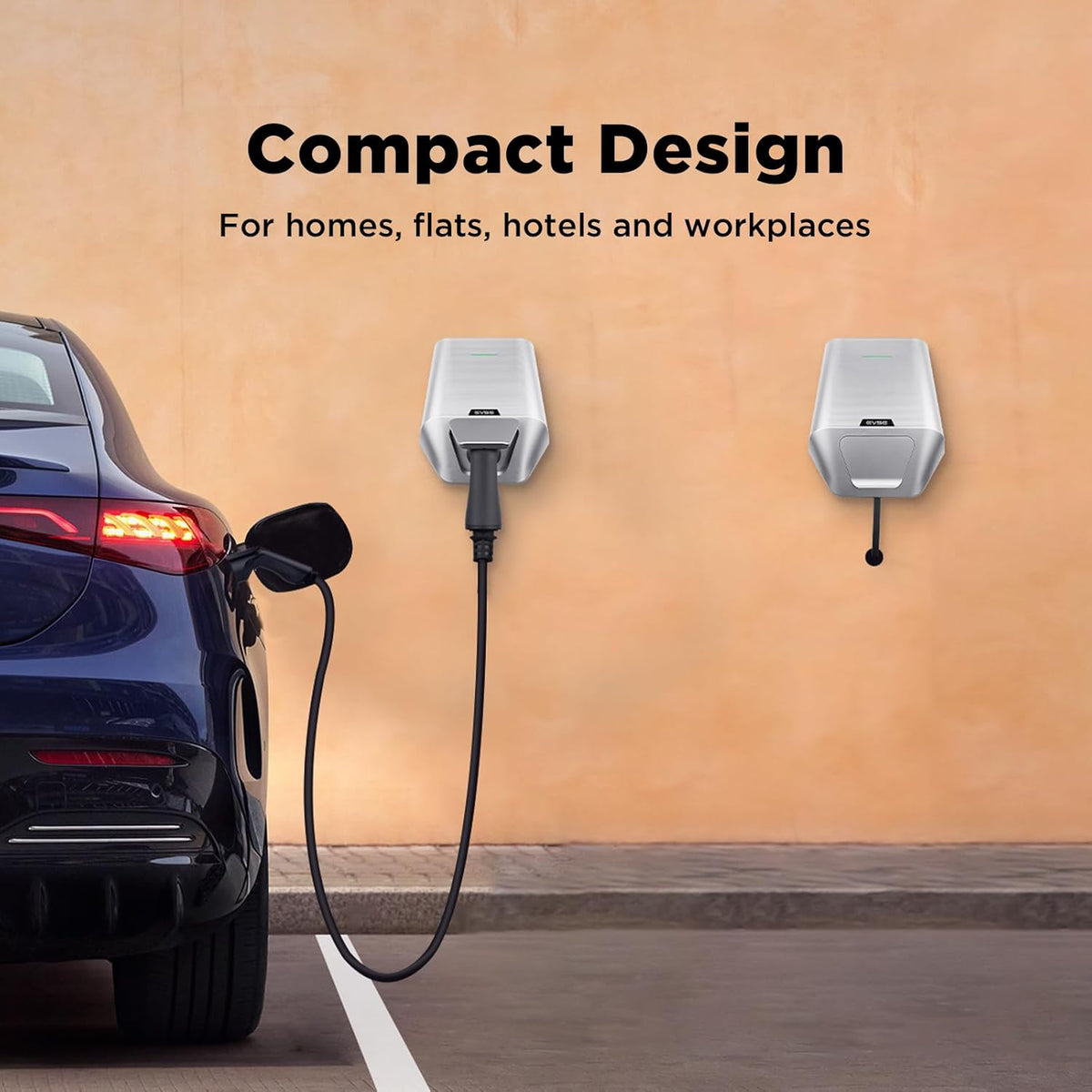 Teskee Wallbox 7,4kW Type 2 Geschikt voor alle elektrische voertuigen voor binnen en buiten Regelbare stroom 16A/24A/32A enkelfasig 1M kabel