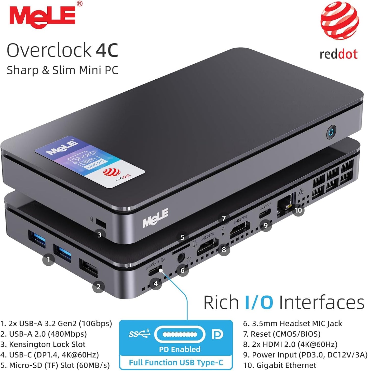 Mini PC – Mini Desktop – Compacte Computer – Kleine PC – Desktop Computer – 32GB RAM – 512GB SSD – Windows 11 Pro – Triple Display – USB-C Multifunctioneel