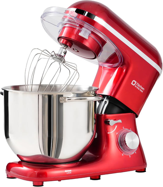 Kitchen in the box Keukenmachine,7,5 L Staande Mixer 1400W – Deegmixer met Planetaire Mengtechniek, Menghaak, Deeghaak, Garde (Rood)
