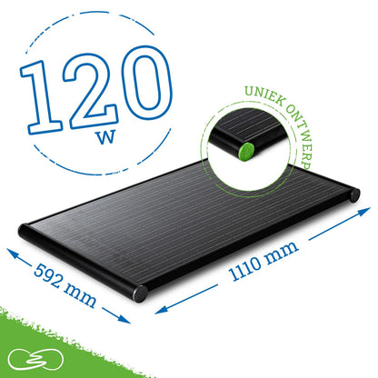 MOSCATELLI Zonnepaneel 120W Black Boost Monokristallijn PERC Compleet Kit voor Campers met Geïntegreerd Zwart Aluminium Profiel voor Dakbevestiging - Regelaar VICTRON MPPT Bluetooth 10A