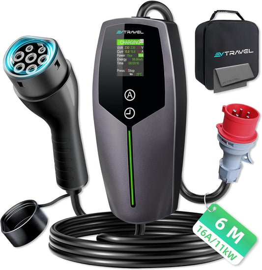 <font dir="auto" style="vertical-align: inherit;"><font dir="auto" style="vertical-align: inherit;">        Mobile Wallbox/Charging Station 11KW Type 2 Charging Cable [3-phase|8-16A], Car EV Charger Charging Cable Type 2 to CEE 16A Plug, Time Function and