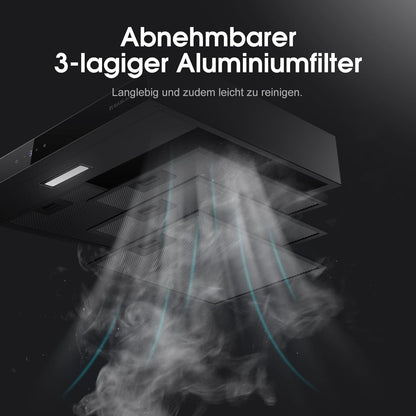 GASLAND Chef SR60BS 60 cm 202 m³/uur Stille Afzuigkap met Touch Control Zwart Stalen Afzuigkap met CF158 Geactiveerd Koolstoffilter