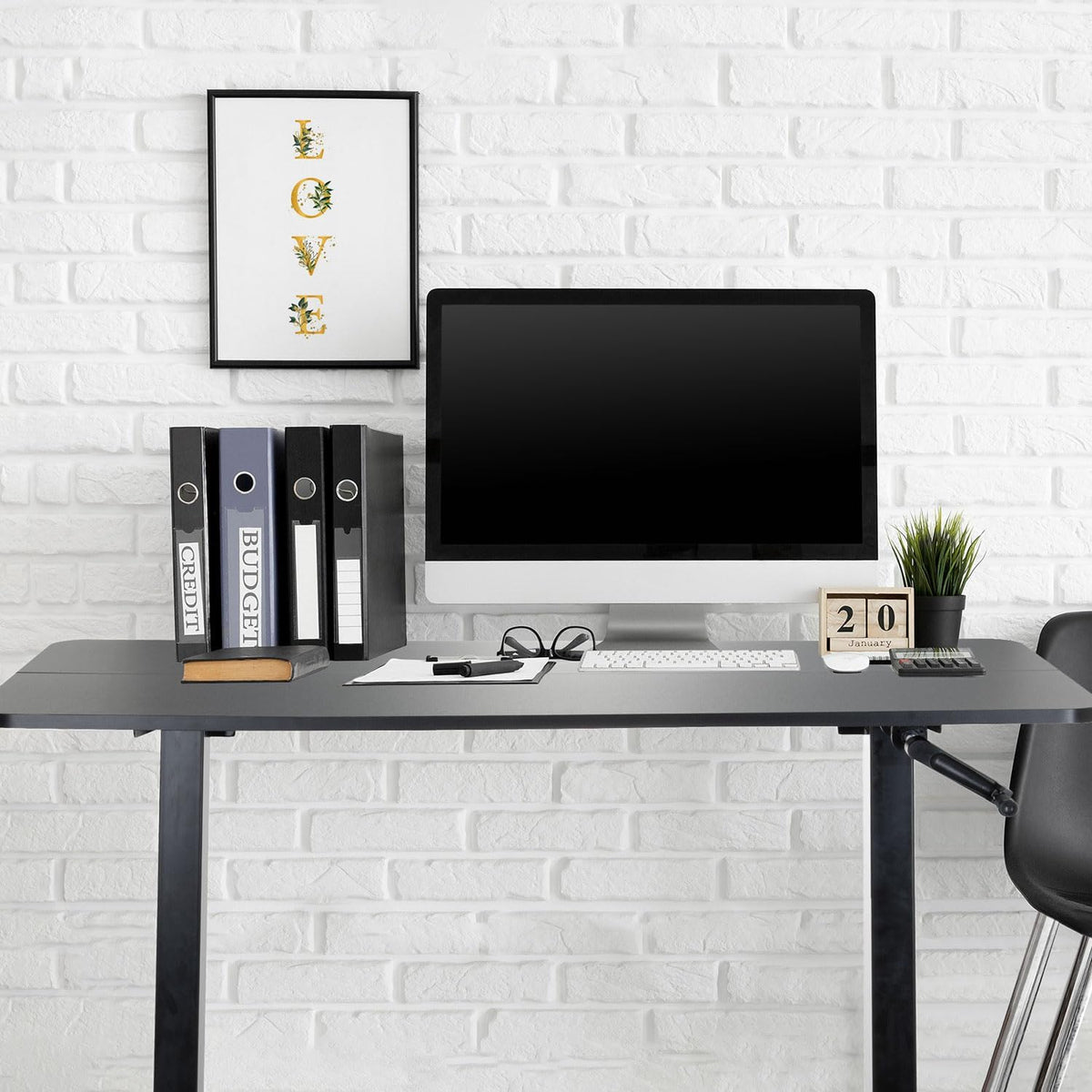hjh OFFICE 802115 bureau in hoogte verstelbaar 120 x 60 cm Stand CR zwart computertafel handmatig verstelbaar