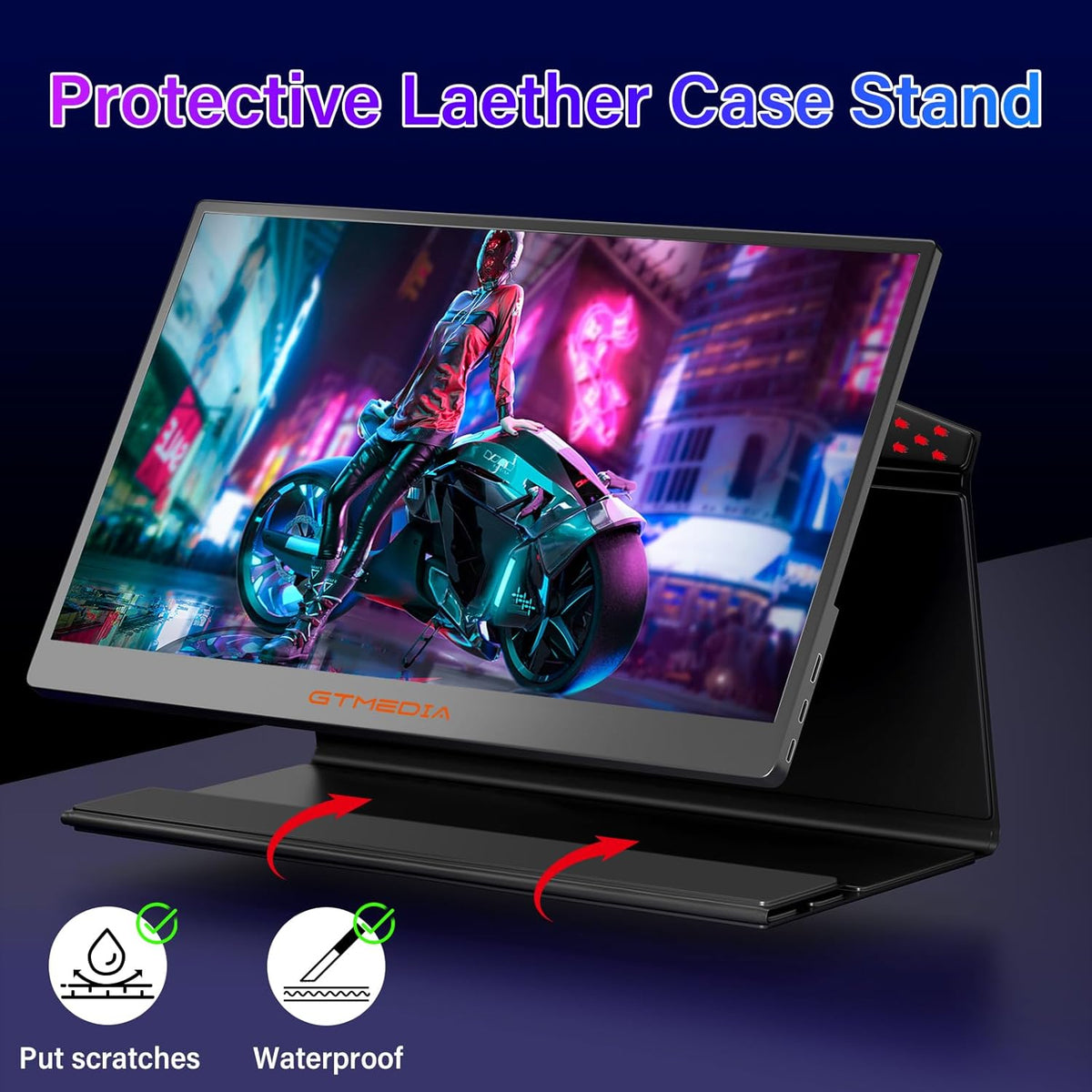 GTMEDIA Externe monitor 43,9 cm (17,3 inch), draagbaar, 60 Hz, snelle verfrissingssnelheid voor laptop, 1080p, IPS, FHD, draagbaar, multi-systeem, compatibel met HDMI/Type C, plug and play