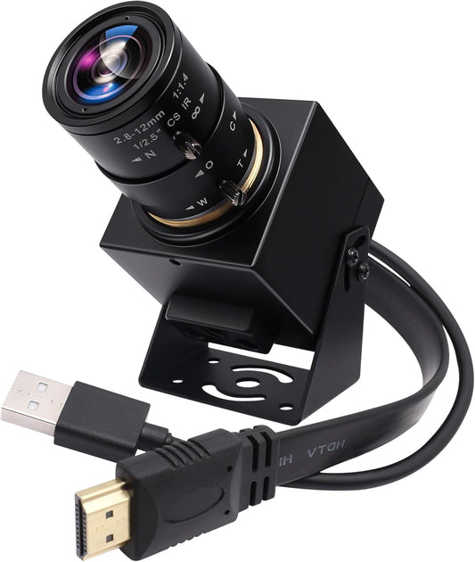 Svpro 4K USB HDMI-camera, handmatige focus, webcam voor close-ups met 2,8-12 mm zoomlens, plug and play-camera voor industrie, streaming en thuisvideo, externe camera voor computer, laptop, monitor,